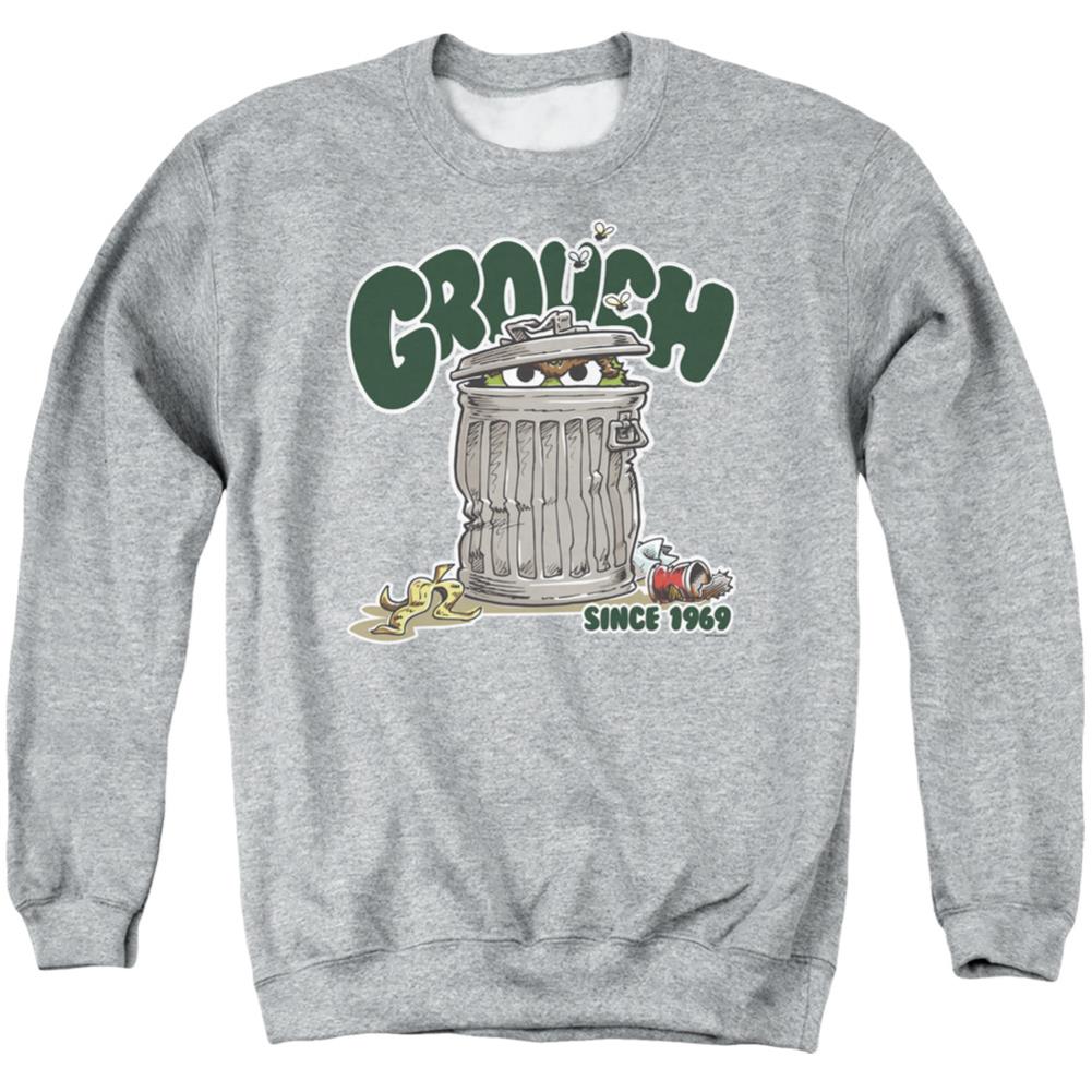 Sesame Street Grouch Men's Crewneck 50 50 Poly Long-Sleeve T-Shirt
