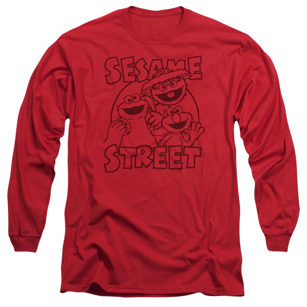 Sesame Street Group Crunch Men's 18/1 Cotton Long-Sleeve T-Shirt