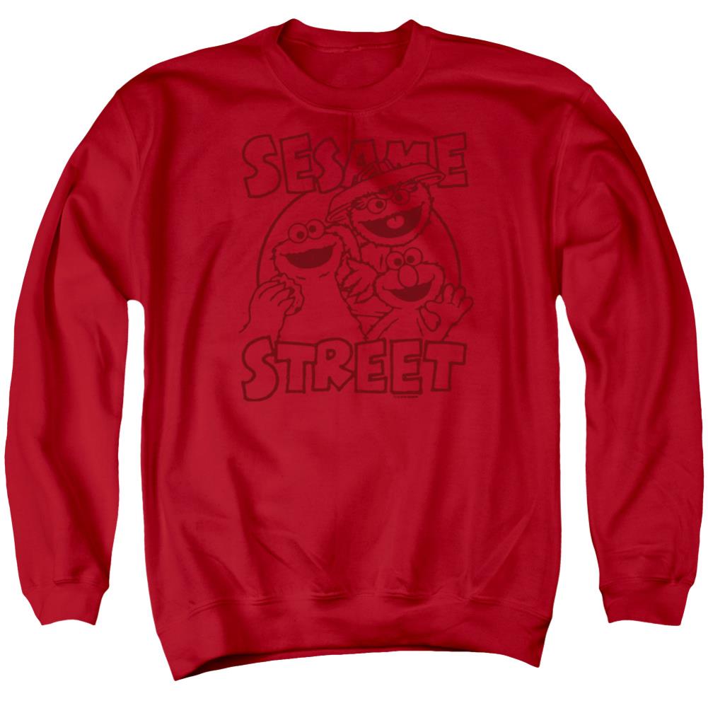Sesame Street Group Crunch Men's Crewneck 50 50 Poly Long-Sleeve T-Shirt