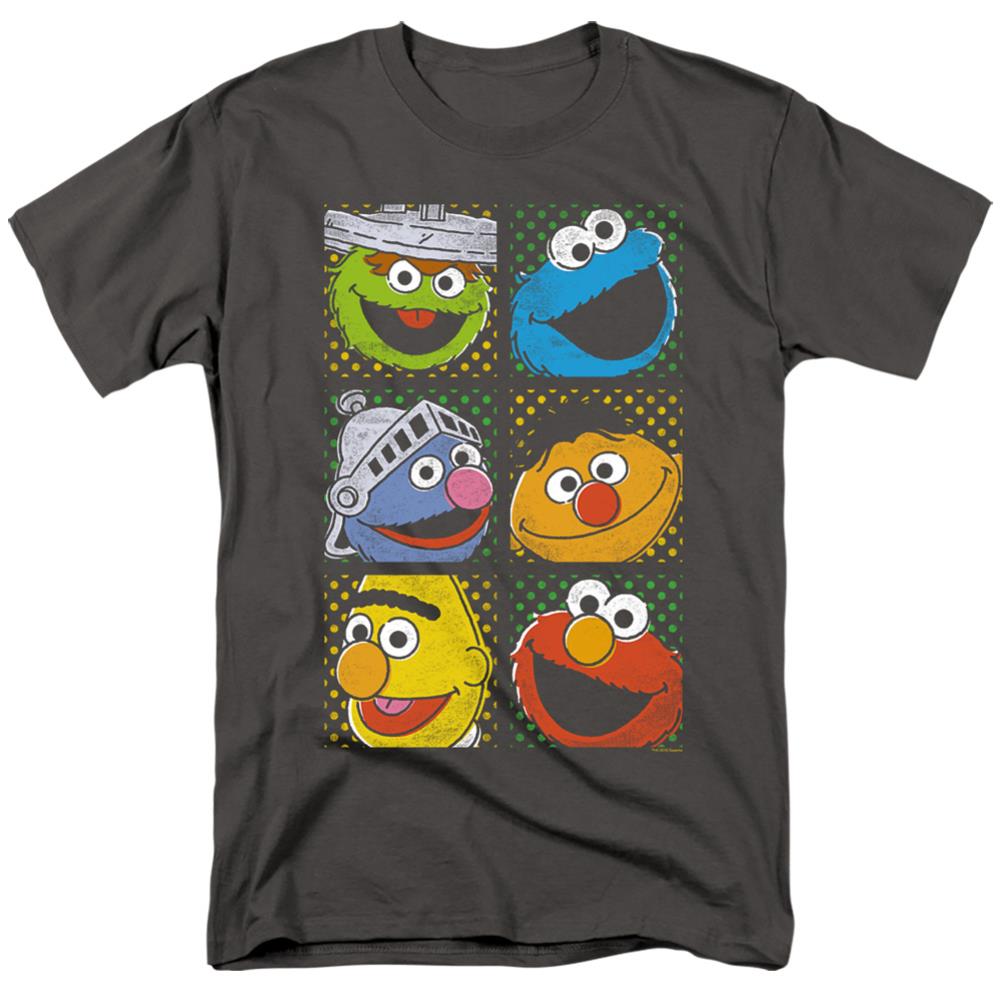 Sesame Street Group Squares Men's 18/1 Cotton Short-Sleeve T-Shirt
