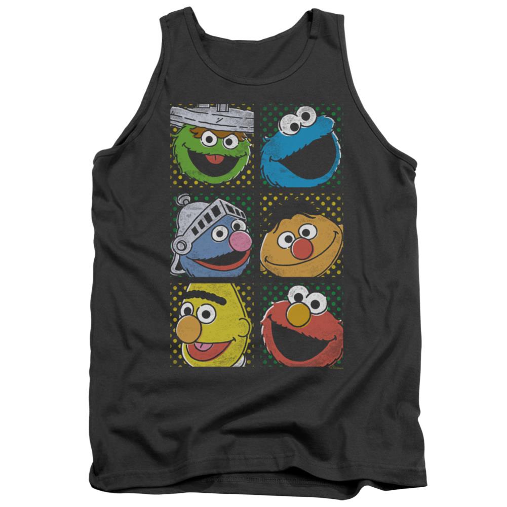 Sesame Street Group Squares Men's 18/1 Cotton Tank Top