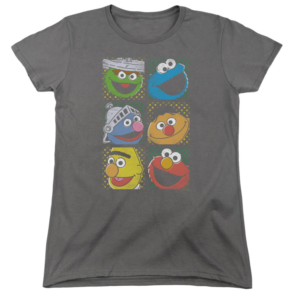 Sesame Street Group Squares Women's 18/1 Cotton Short-Sleeve T-Shirt