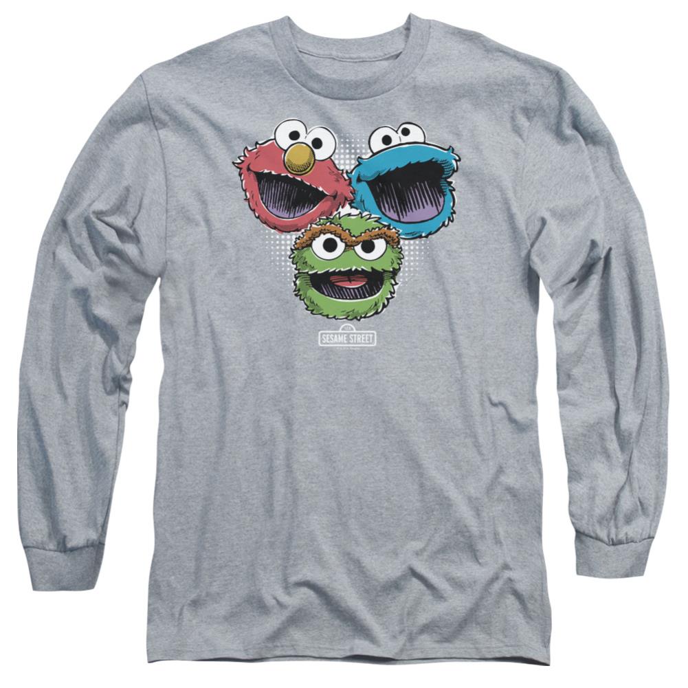 Sesame Street Halftone Heads Men's 18/1 Cotton Long-Sleeve T-Shirt