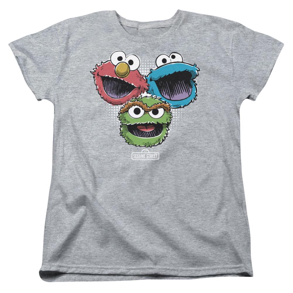 Sesame Street Halftone Heads Women's 18/1 Cotton Short-Sleeve T-Shirt