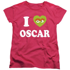 Sesame Street I Heart Oscar Women's 18/1 Cotton Short-Sleeve T-Shirt