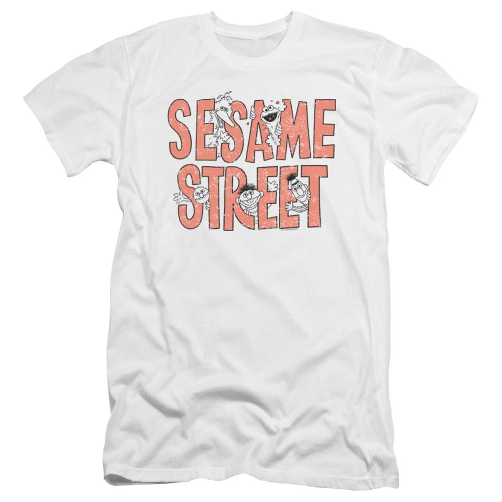 Sesame Street In Letters Men's Ultra-Soft 30/1 Cotton Slim Short-Sleeve T-Shirt
