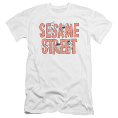 Sesame Street In Letters Men's Ultra-Soft 30/1 Cotton Slim Short-Sleeve T-Shirt