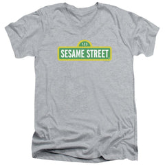 Sesame Street Logo Men's 30/1 Cotton Slim V-Neck T-Shirt
