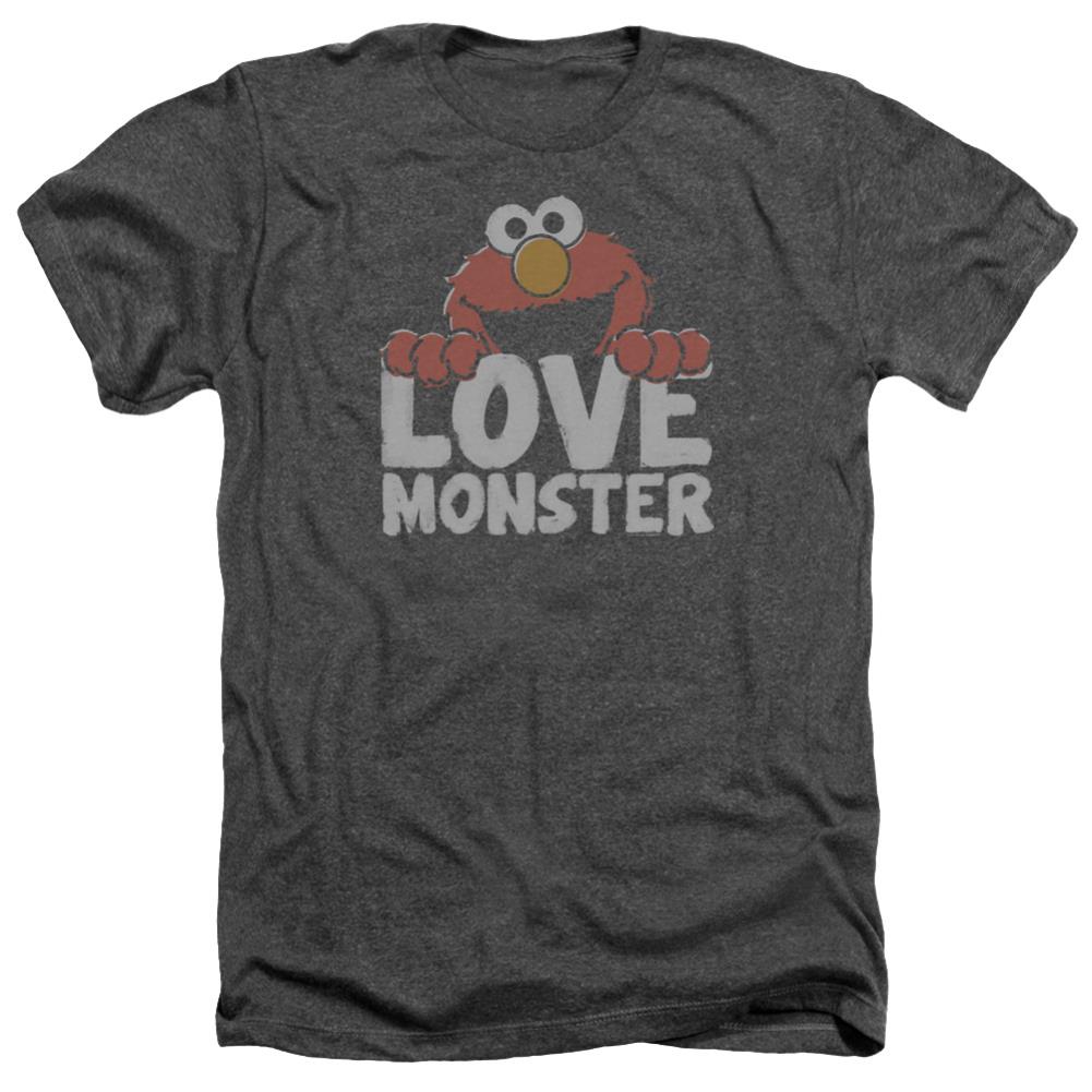 Sesame Street Love Monster Men's 30/1 Heather 60 40 Poly Short-Sleeve T-Shirt