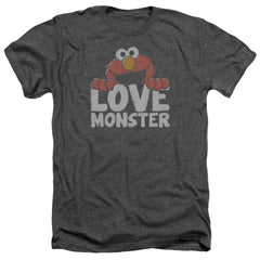 Sesame Street Love Monster Men's 30/1 Heather 60 40 Poly Short-Sleeve T-Shirt