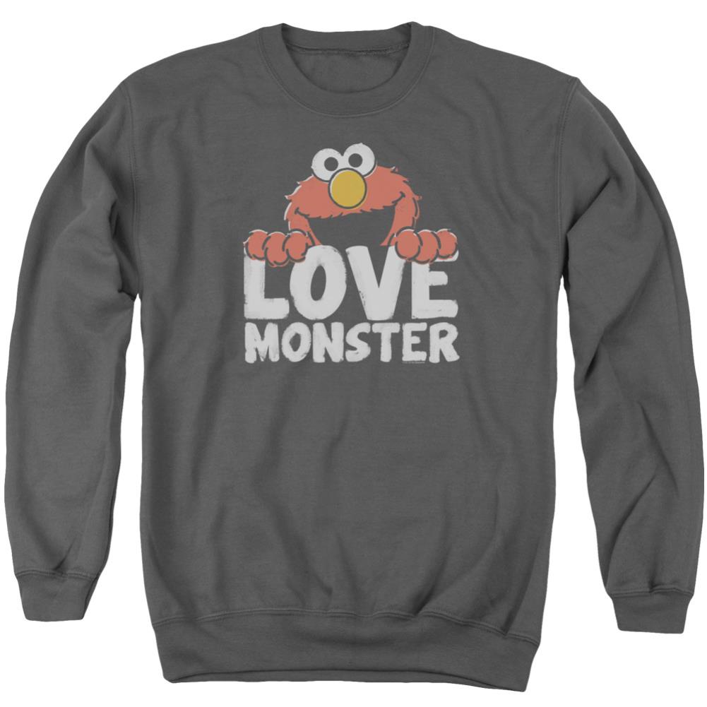 Sesame Street Love Monster Men's Crewneck 50 50 Poly Long-Sleeve T-Shirt