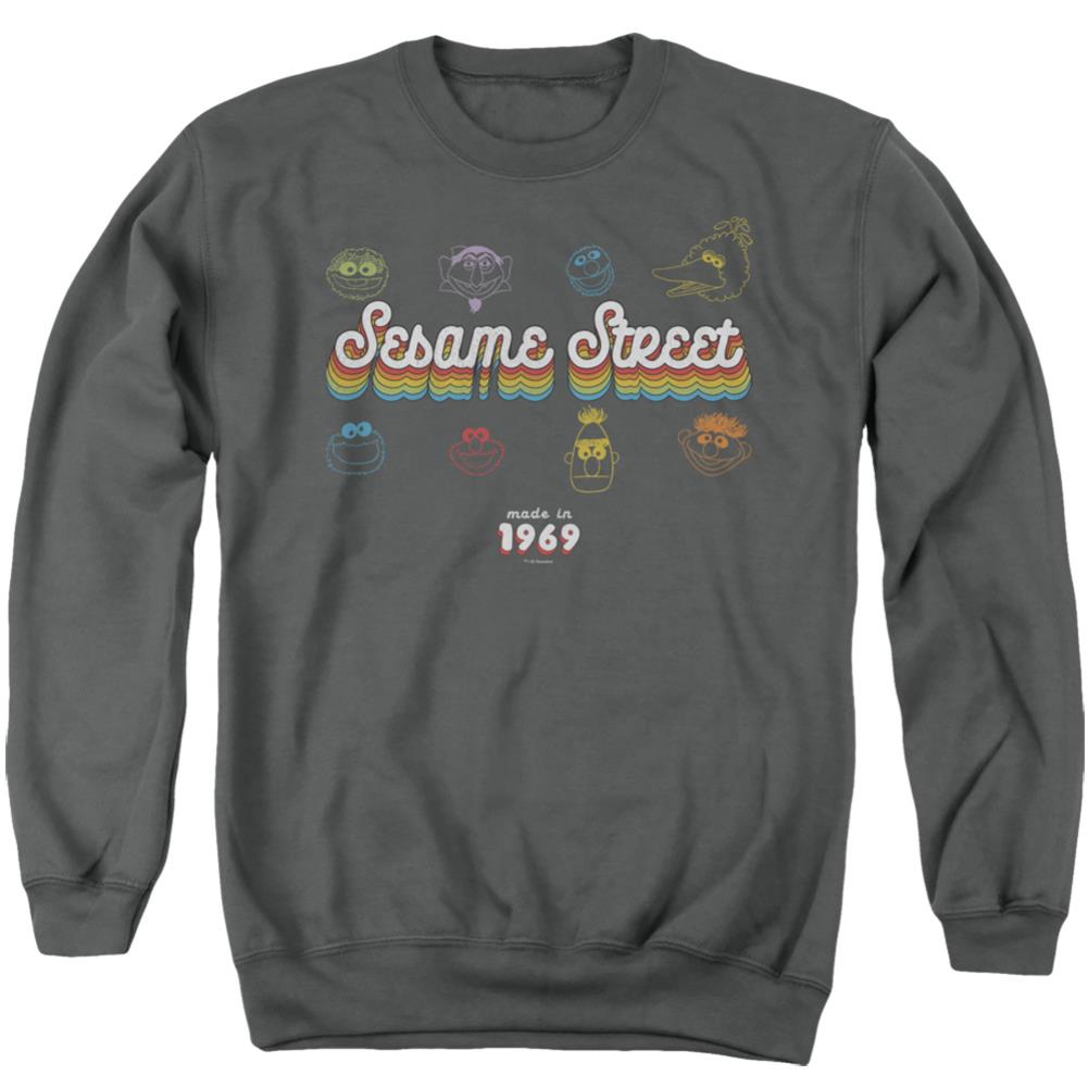Sesame Street Made In 1969 Men's Crewneck 50 50 Poly Long-Sleeve T-Shirt