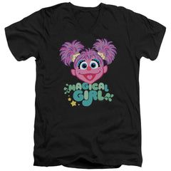 Sesame Street Magical Girl Abby Cadabby Men's 30/1 Cotton Slim V-Neck T-Shirt