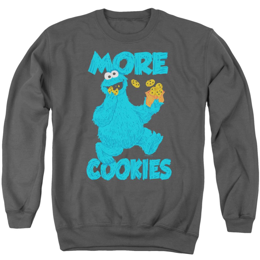 Sesame Street More Cookies Men's Crewneck 50 50 Poly Long-Sleeve T-Shirt