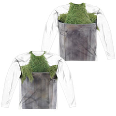 Sesame Street Oscar Costume (Front/Back Print) Men's Regular Fit Polyester Long-Sleeve T-Shirt