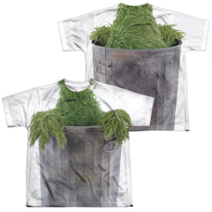 Sesame Street Oscar Costume (Front/Back Print) Youth Regular Fit Poly Short-Sleeve T-Shirt