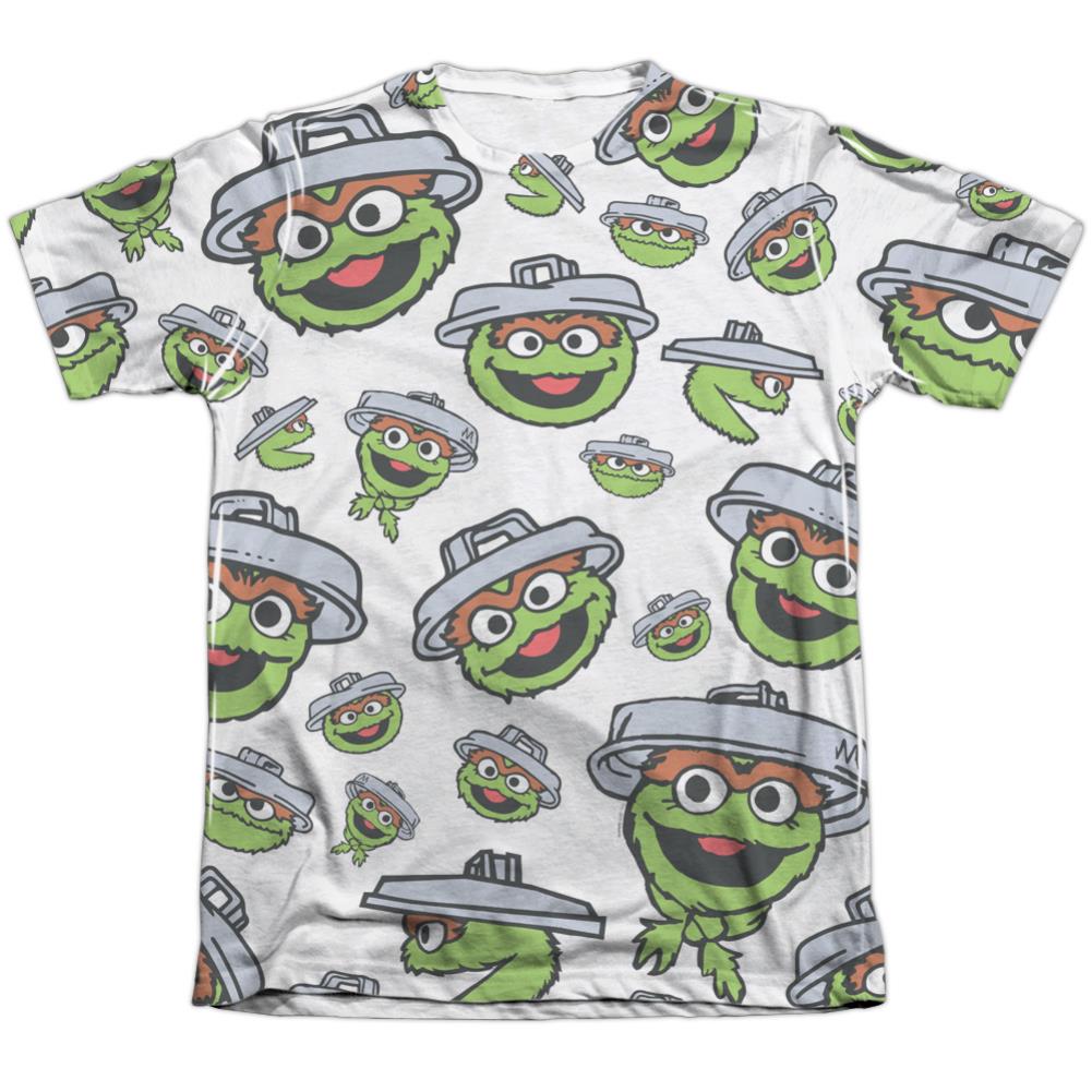 Sesame Street Oscar Face Pattern Men's Regular Fit Poly Cotton Short-Sleeve T-Shirt