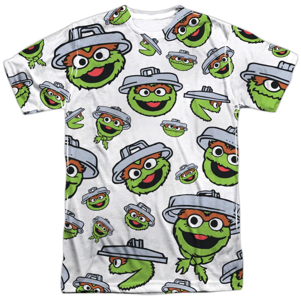 Sesame Street Oscar Face Pattern Men's Regular Fit Polyester Short-Sleeve T-Shirt