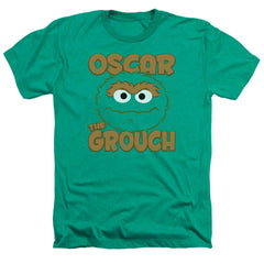 Sesame Street Oscar Sandwich Men's 30/1 Heather 60 40 Poly Short-Sleeve T-Shirt