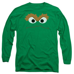Sesame Street Oscar The Grouch Face Men's 18/1 Cotton Long-Sleeve T-Shirt