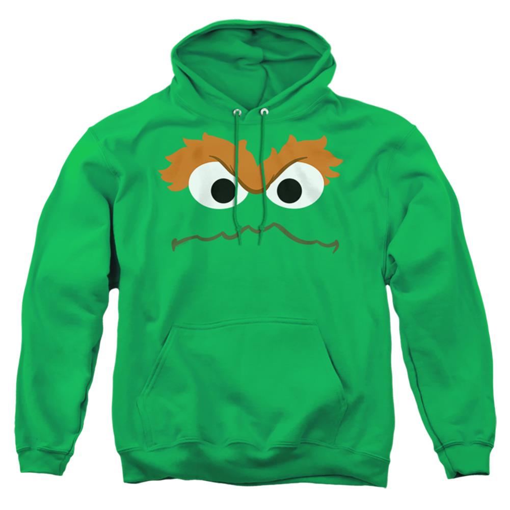 Sesame Street Oscar The Grouch Face Men's Pull-Over 75 25 Poly Hoodie