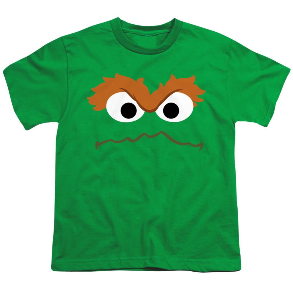 Sesame Street Oscar The Grouch Face Youth 18/1 100% Cotton Short-Sleeve T-Shirt
