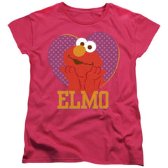 Sesame Street Patterned Elmo Heart Women's 18/1 Cotton Short-Sleeve T-Shirt