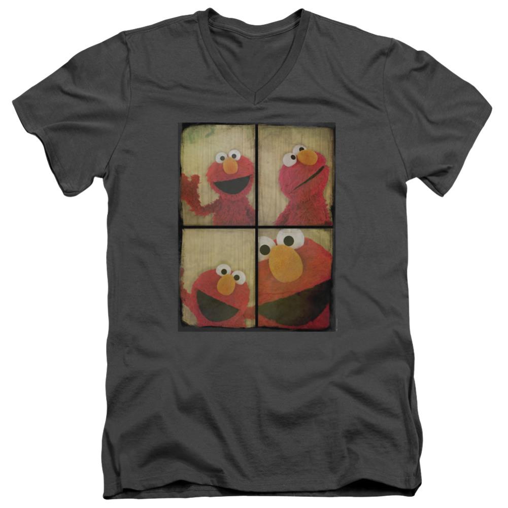 Sesame Street Photo Booth Elmo Men's 30/1 Cotton Slim V-Neck T-Shirt