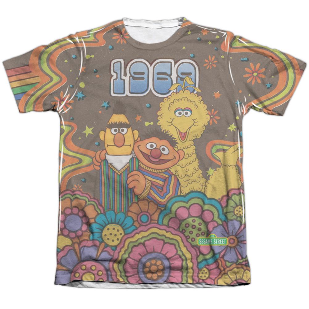 Sesame Street Psychedelic 69 Men's Regular Fit Poly Cotton Short-Sleeve T-Shirt