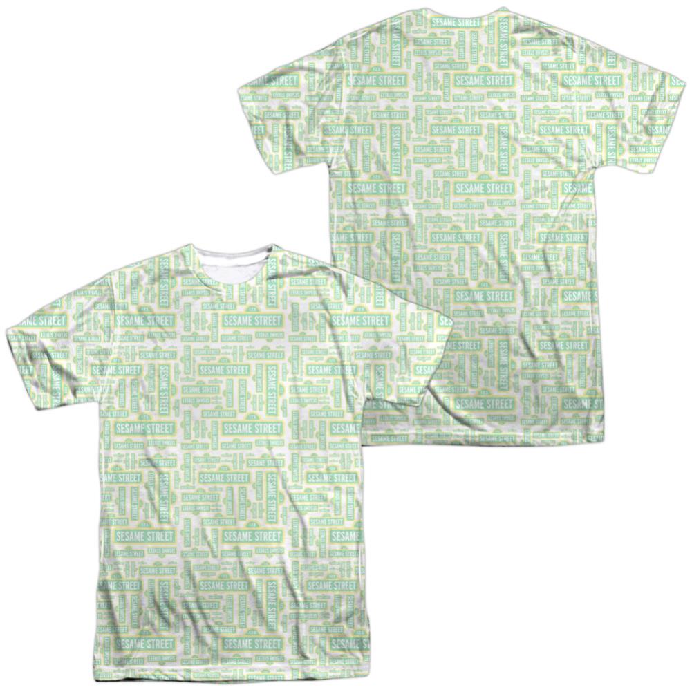 Sesame Street Puzzle Pattern (Front/Back Print) Men's Regular Fit Polyester Short-Sleeve T-Shirt