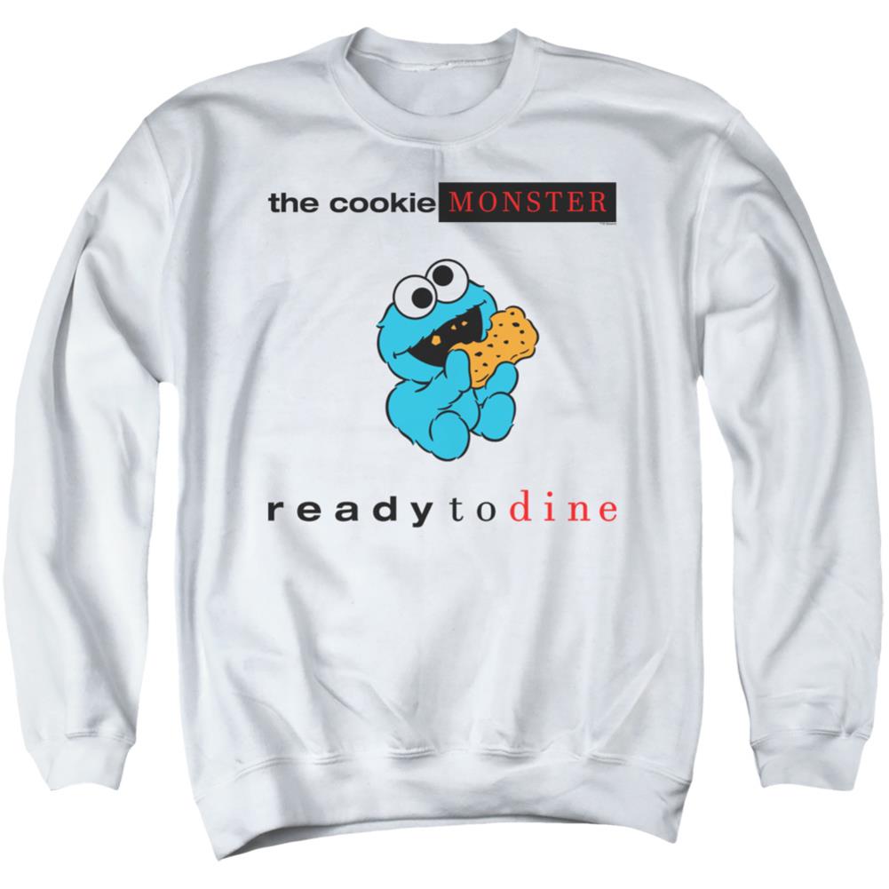 Sesame Street Ready To Dine Men's Crewneck 50 50 Poly Long-Sleeve T-Shirt