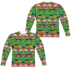 Sesame Street Sesame Street Christmas (Front/Back Print) Men's Regular Fit Polyester Long-Sleeve T-Shirt
