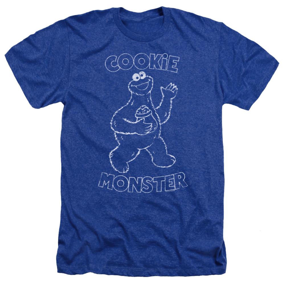 Sesame Street Simple Cookie Men's 30/1 Heather 60 40 Poly Short-Sleeve T-Shirt