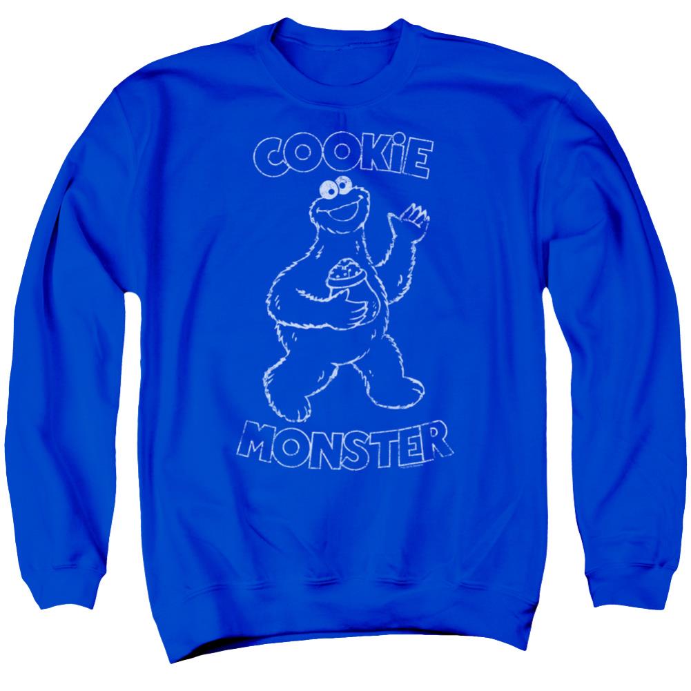 Sesame Street Simple Cookie Men's Crewneck 50 50 Poly Long-Sleeve T-Shirt