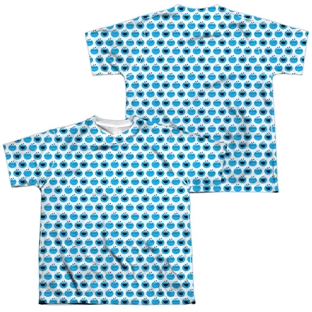 Sesame Street Simple Cookie Pattern (Front/Back Print) Youth Regular Fit Poly Short-Sleeve T-Shirt
