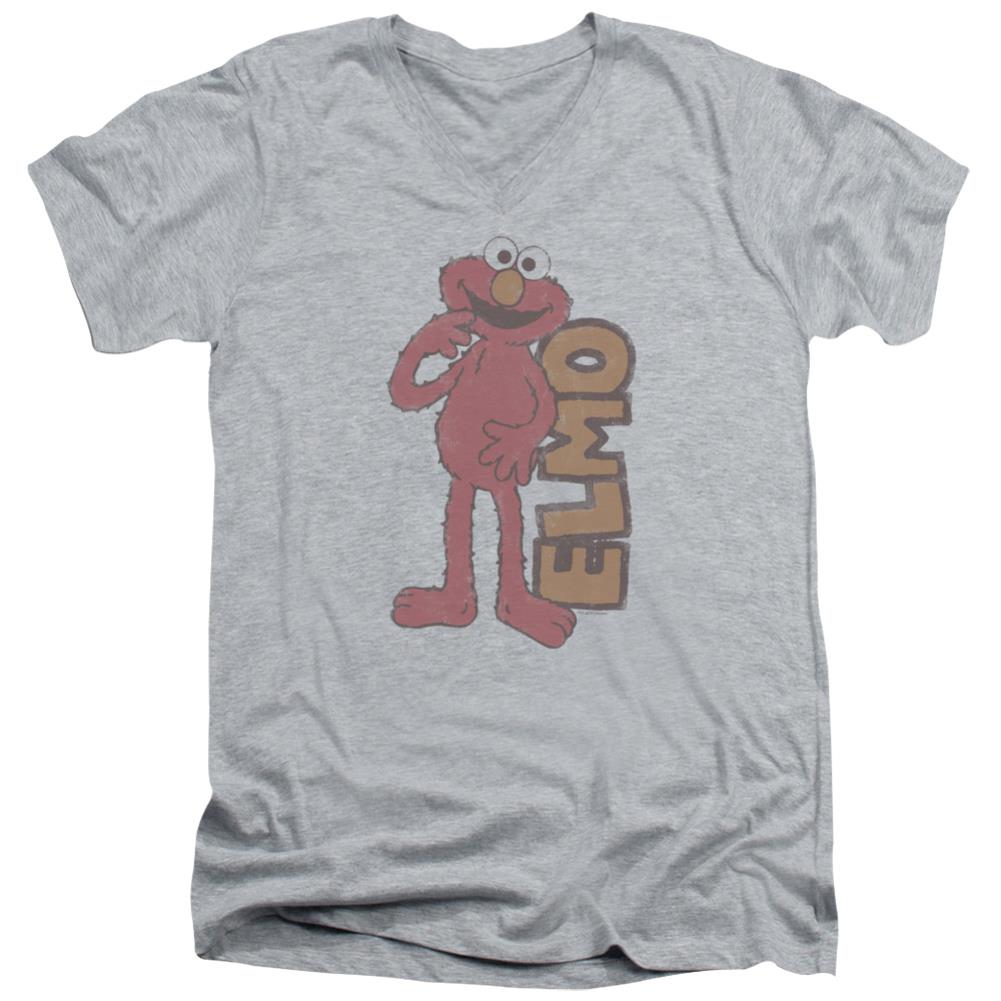 Sesame Street Vintage Elmo Men's 30/1 Cotton Slim V-Neck T-Shirt