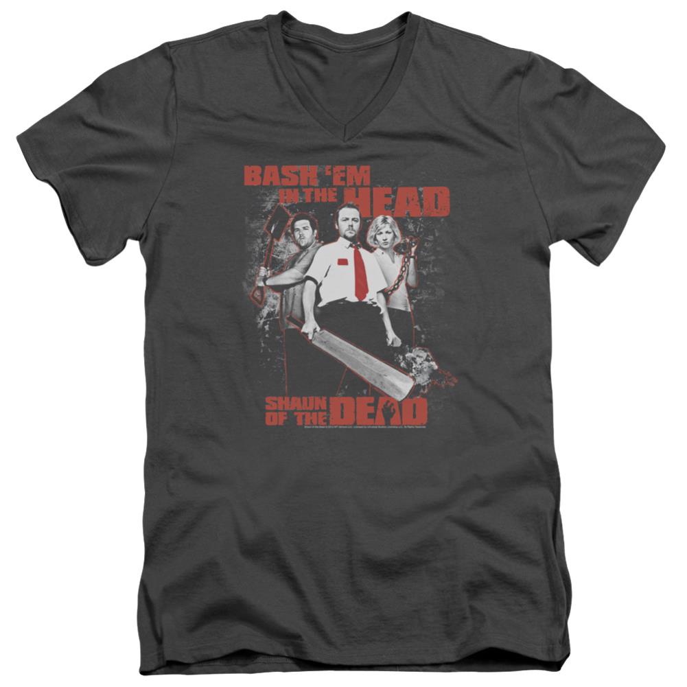 Shaun Of The Dead Bash Em Men's 30/1 Cotton Slim V-Neck T-Shirt