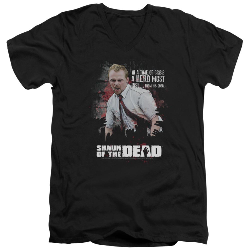 Shaun Of The Dead Hero Must Rise Men's 30/1 Cotton Slim V-Neck T-Shirt