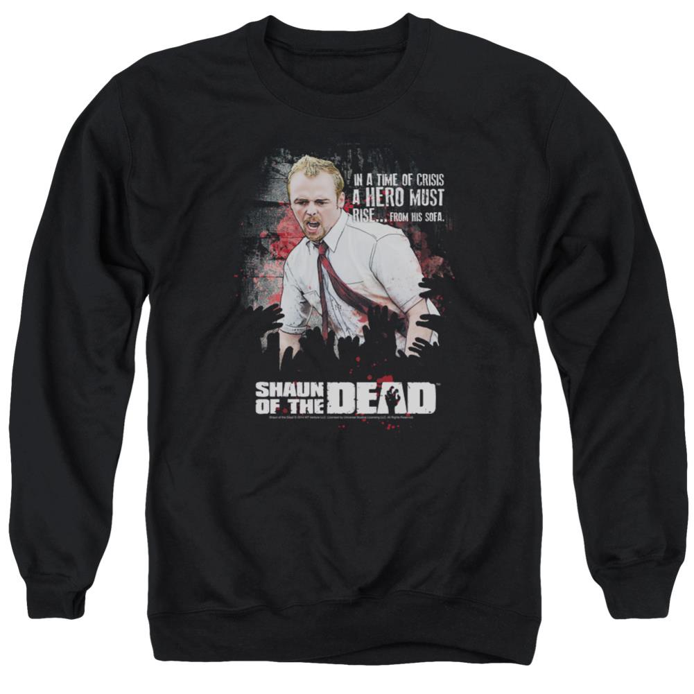 Shaun Of The Dead Hero Must Rise Men's Crewneck 50 50 Poly Long-Sleeve T-Shirt