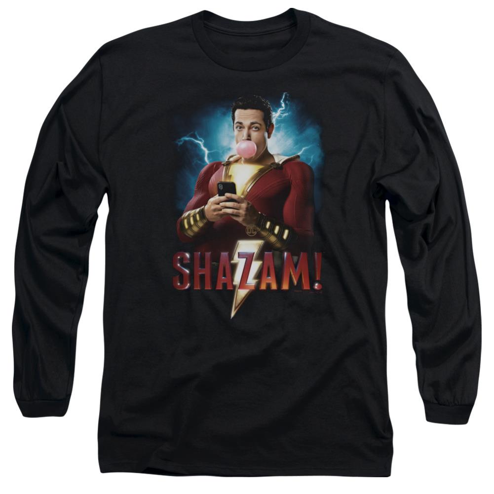 Shazam Movie Blowing Up Men's 18/1 Cotton LS T