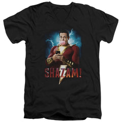 Shazam Movie Blowing Up Men's 30/1 Cotton Slim V-Neck T