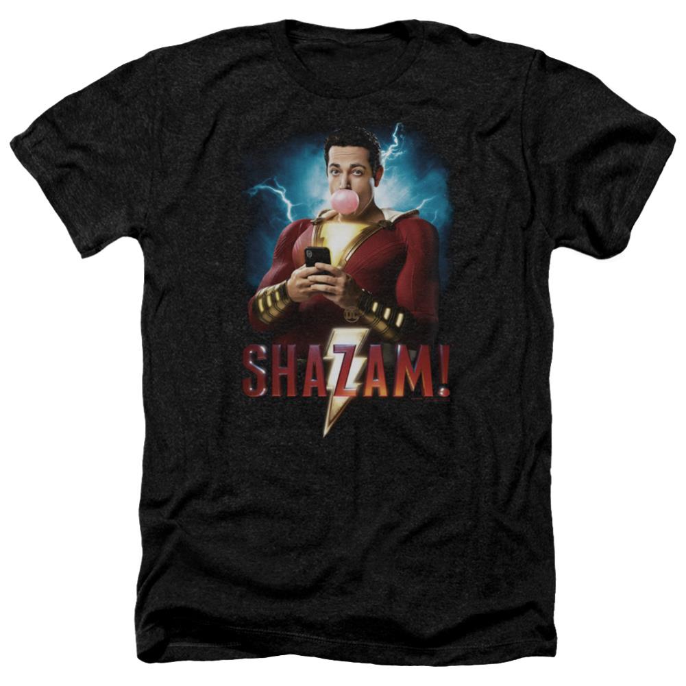 Shazam Movie Blowing Up Men's 30/1 Heather 60 40 Poly SS T