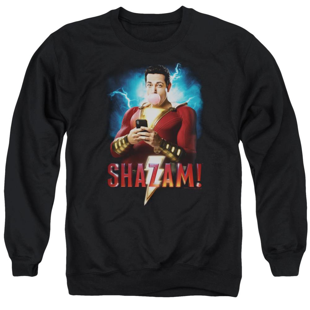 Shazam Movie Blowing Up Men's Crewneck 50 50 Poly LS T