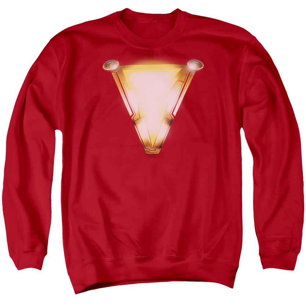 Shazam Movie Bolt Men's Crewneck 50 50 Poly LS T