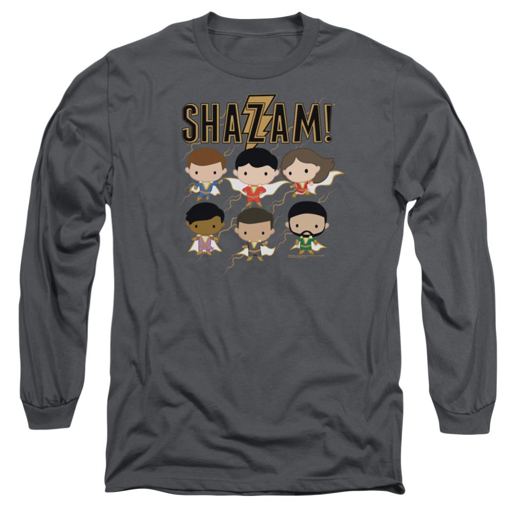 Shazam Movie Chibi Group Men's 18/1 Cotton LS T