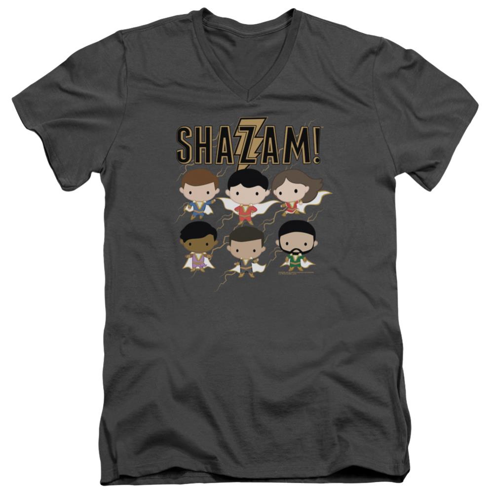 Shazam Movie Chibi Group Men's 30/1 Cotton Slim V-Neck T
