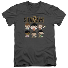Shazam Movie Chibi Group Men's 30/1 Cotton Slim V-Neck T