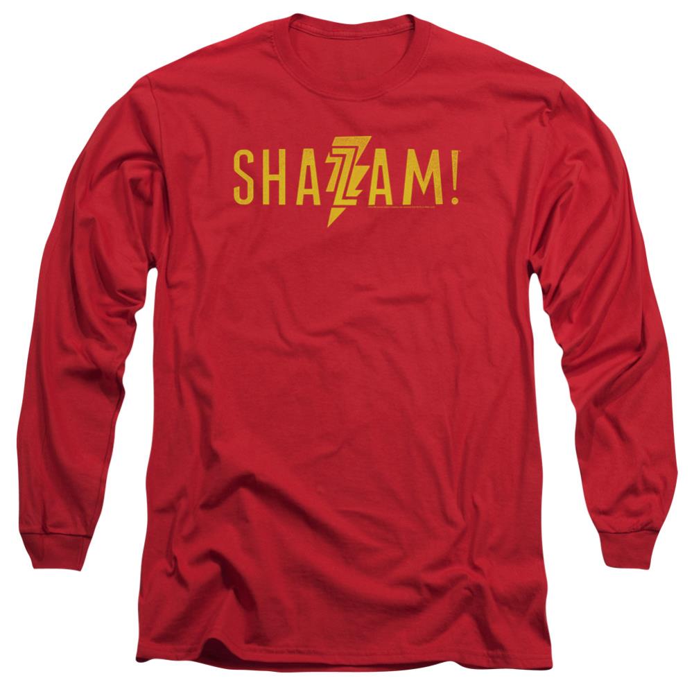 Shazam Movie Flat Logo Men's 18/1 Cotton LS T