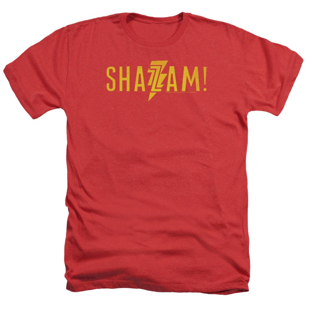 Shazam Movie Flat Logo Men's 30/1 Heather 60 40 Poly SS T