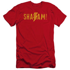 Shazam Movie Flat Logo Men's Ultra-Soft 30/1 Cotton Slim SS T